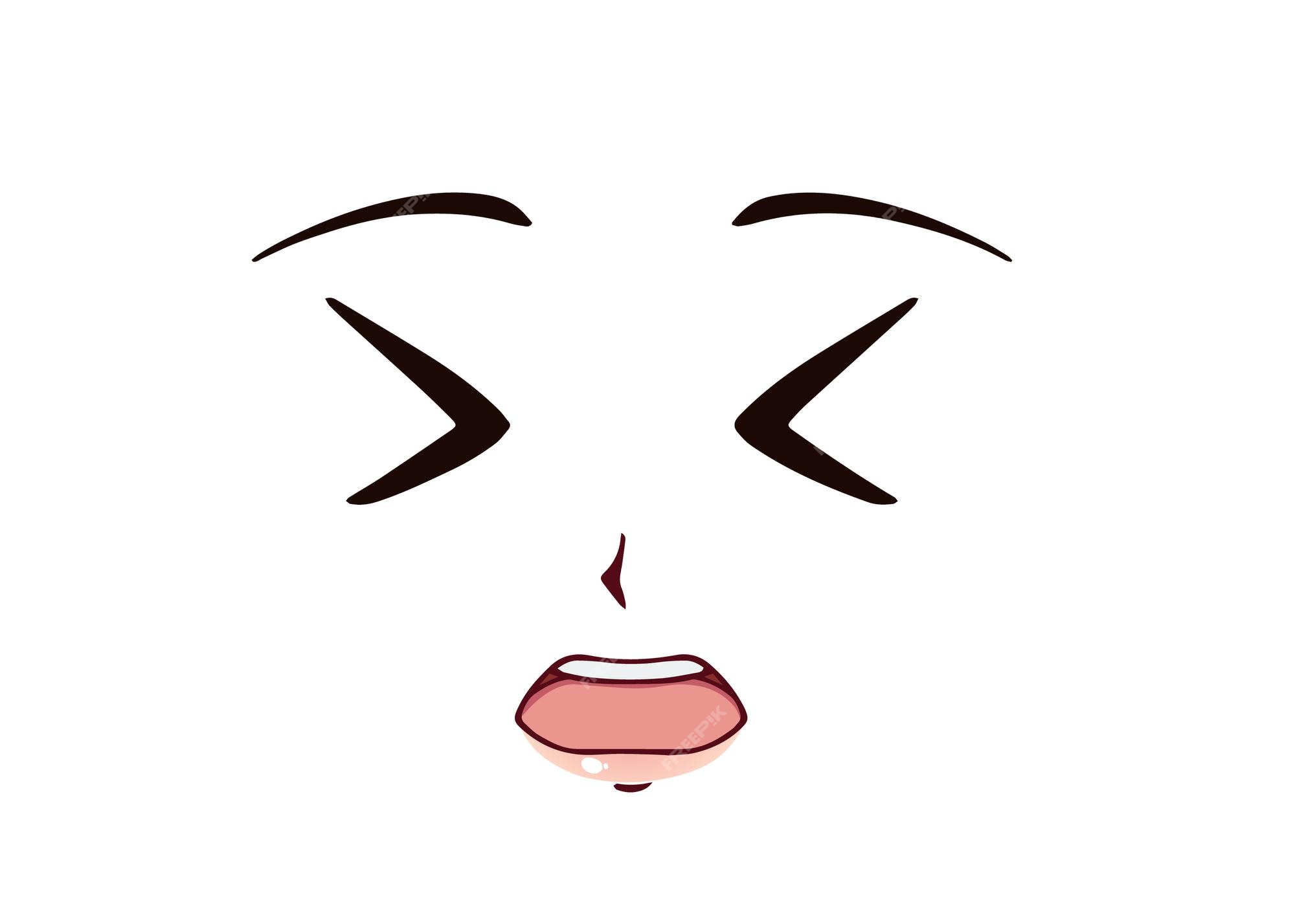 Kawaii cute face expression eyes and mouth scared Vector Image