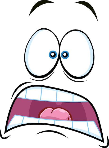 Scared Cartoon Funny Face With Panic Expression Vector Illustration