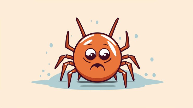 Vector scared cartoon tick illustration