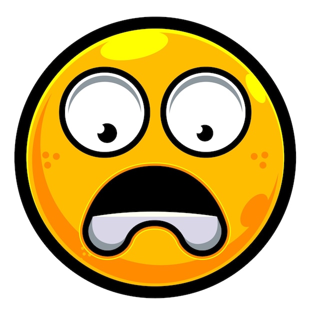 Vettore icona di faccia emoji spaventata illustrazione vettoriale gialla