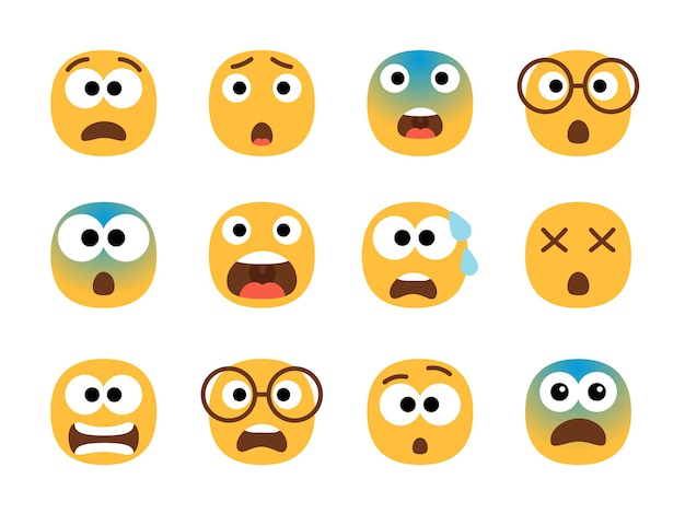 Scared emoticon faces.