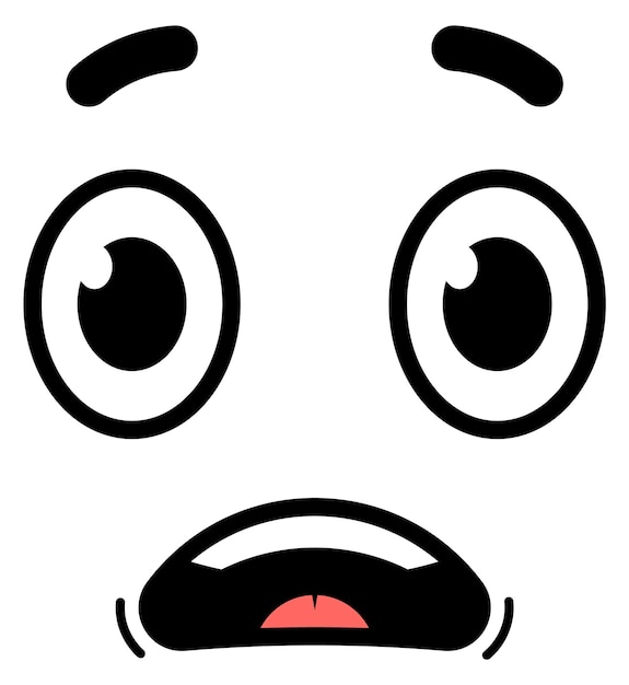 Premium Vector  Scared emotion doodle astonished face comic