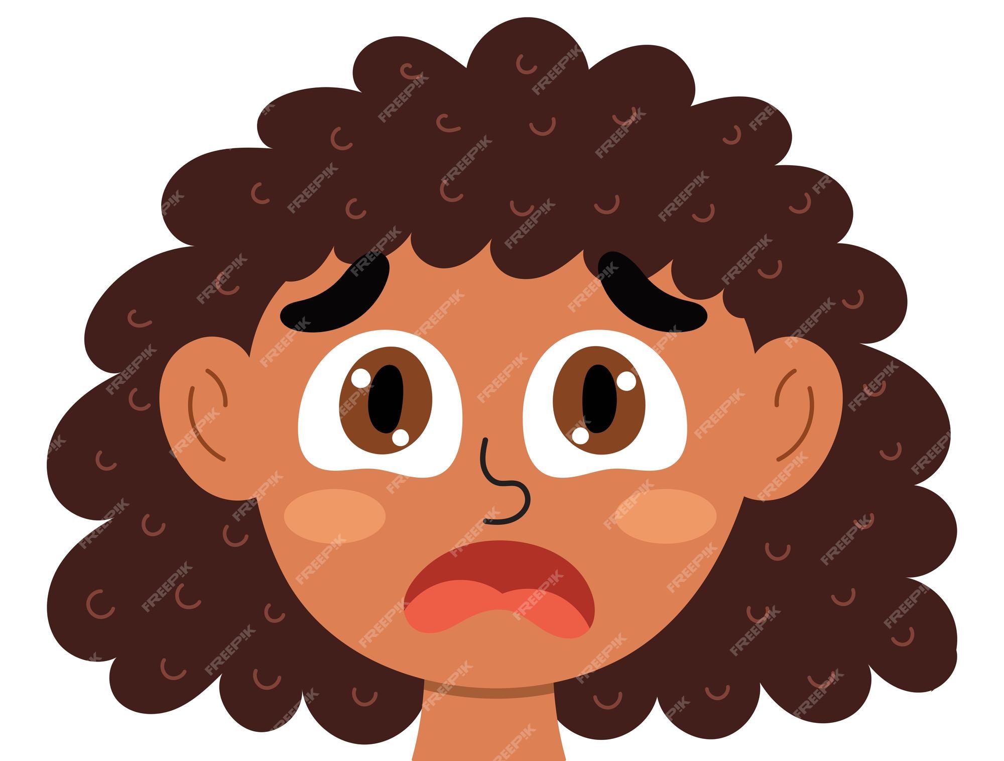 Little girl scared face expression cartoon Vector Image