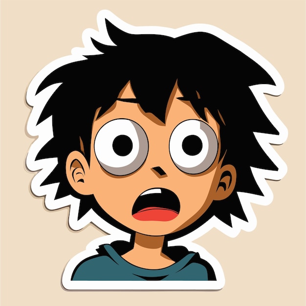 Vector scared expression and pose hand drawn flat stylish cartoon sticker icon concept isolated