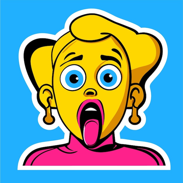 Vector scared expression and pose hand drawn flat stylish cartoon sticker icon concept isolated