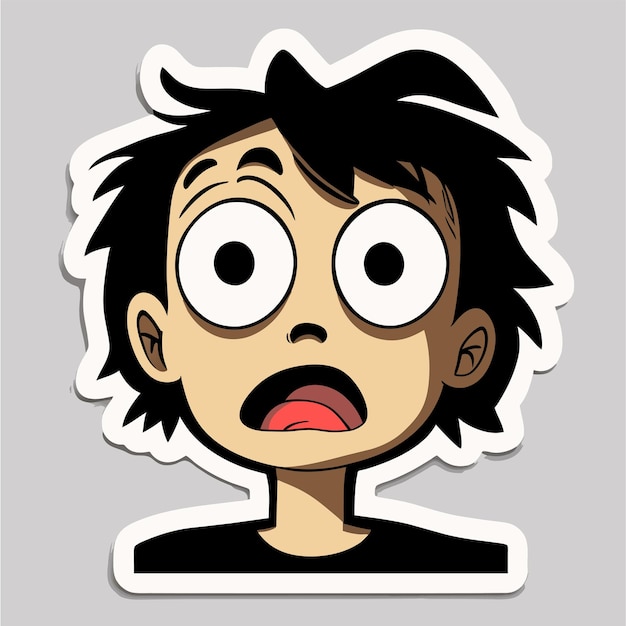 Vector scared expression and pose hand drawn flat stylish cartoon sticker icon concept isolated