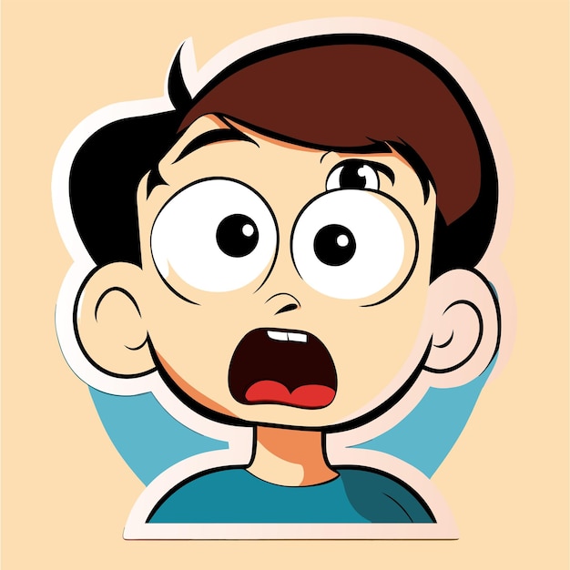 Scared expression and pose hand drawn flat stylish cartoon sticker icon concept isolated