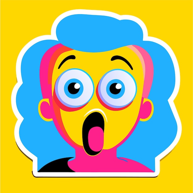 Scared expression and pose hand drawn flat stylish cartoon sticker icon concept isolated