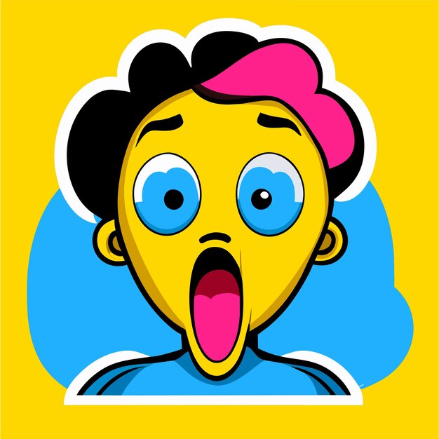 Vector scared expression and pose hand drawn flat stylish cartoon sticker icon concept isolated