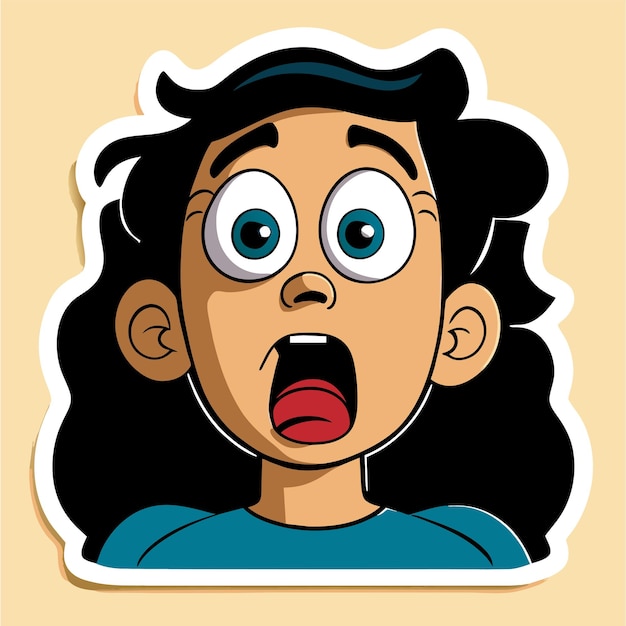 Vector scared expression and pose hand drawn flat stylish cartoon sticker icon concept isolated