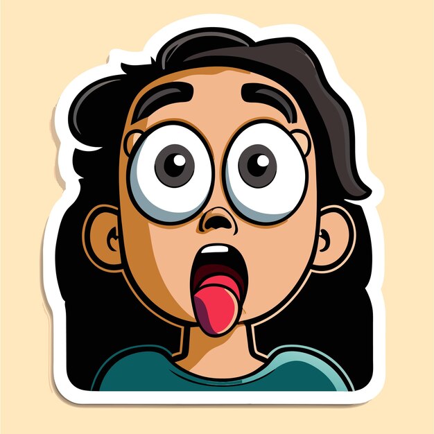 Vector scared expression and pose hand drawn flat stylish cartoon sticker icon concept isolated