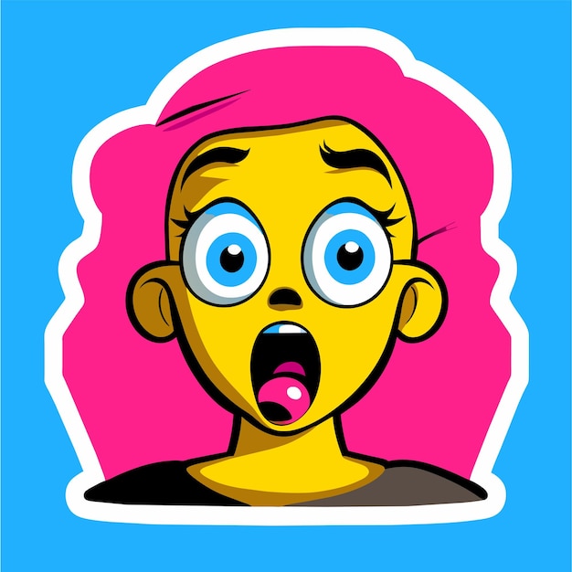 Vector scared expression and pose hand drawn flat stylish cartoon sticker icon concept isolated