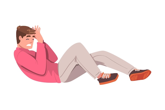 scared man lying on the floor dodging suffering from abuse and bullying vector illustration