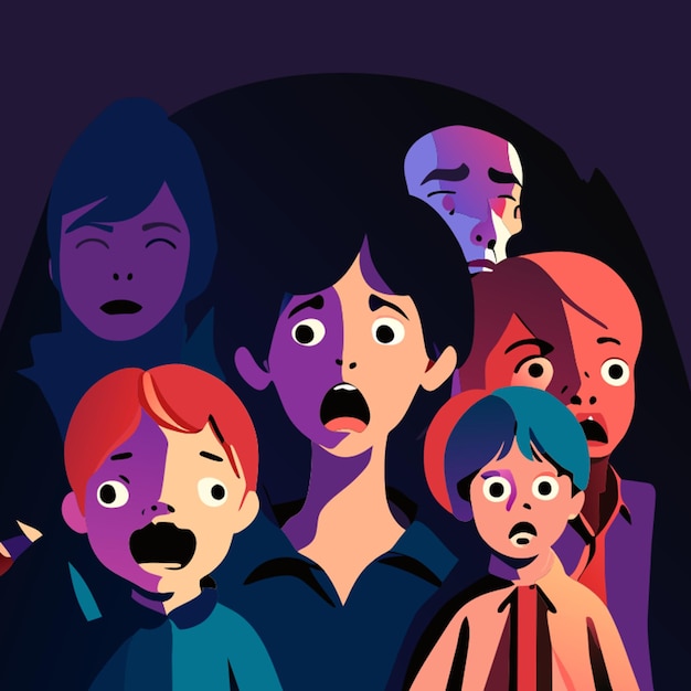 Vector scared people vector illustration