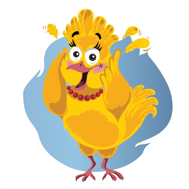 Vector scared turkey funny vector cartoon - illustration of thanksgiving bird in panic