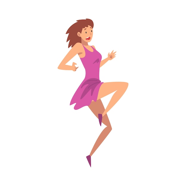 Scared young woman with fear expression emotional frightened girl character jumping vector