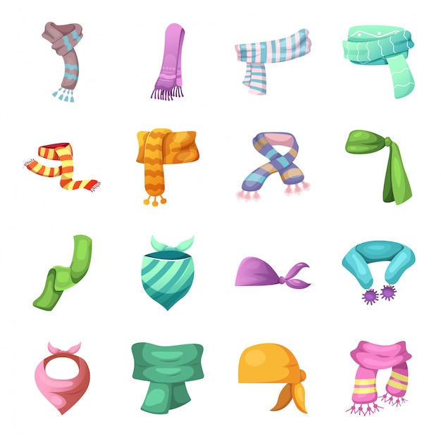 Scarf cartoon icon set