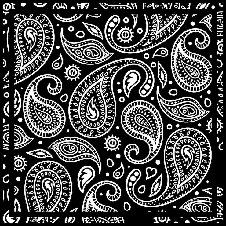 Vector scarf design paisley black and white seamless pattern