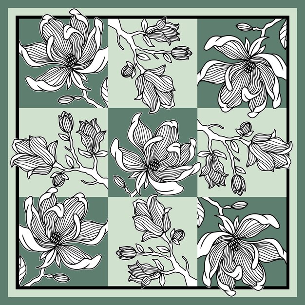 Vector scarf flower pattern design for hijab premium vector