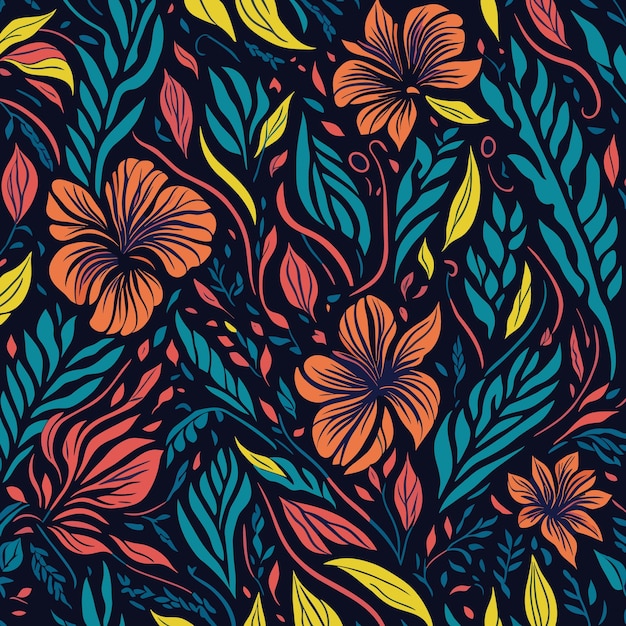 Vettore scarf di design moderno con colorate stampe artistiche di fiori tropicali in stile etnico astratto fashionabl
