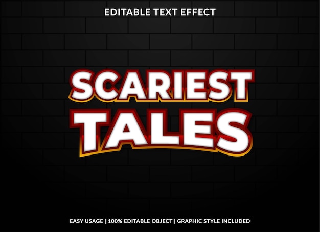scariest tales text effect template premium vector