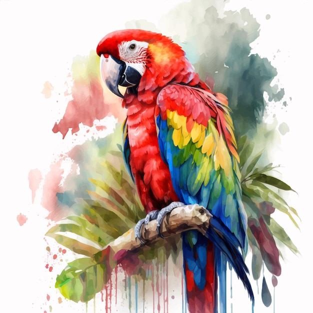 Scarlet Macaw watercolor paint