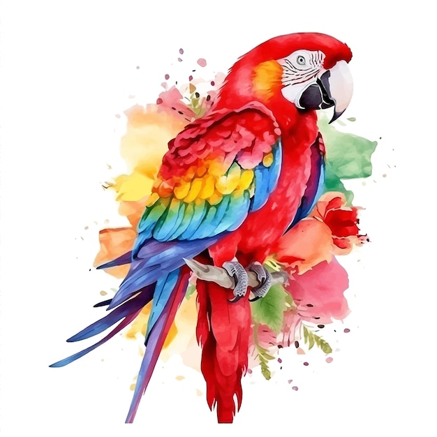 Scarlet Macaw watercolor paint