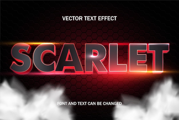 Scarlet red font typography lettering 3d editable text effect font style template background banner