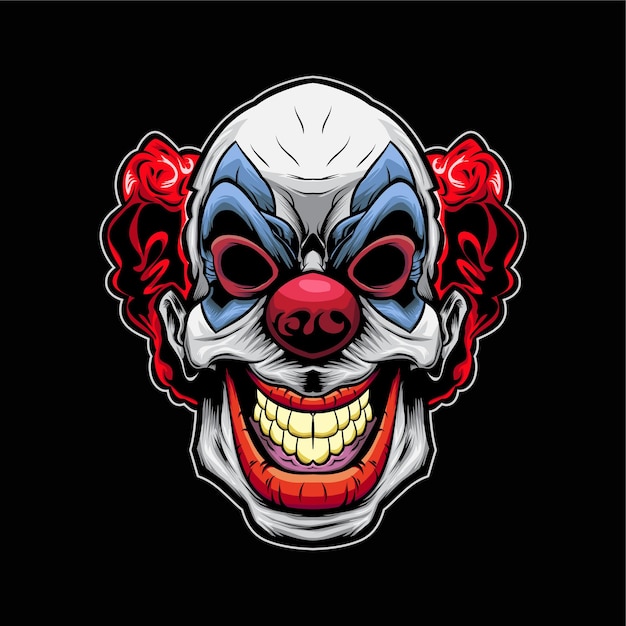 Vector scary angry clown mask horror