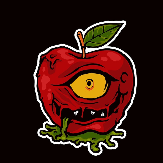 Vector scary apple illustration