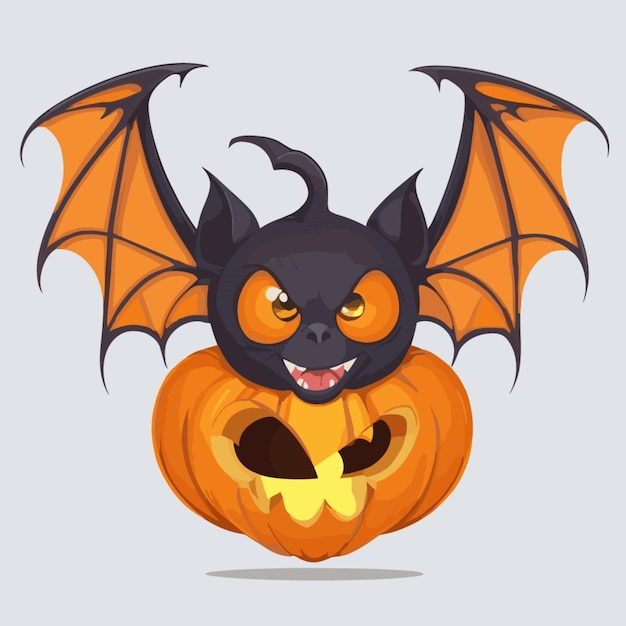 Vector scary bat with pumpkin vector on a white background