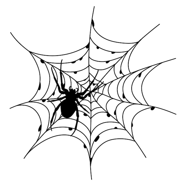 Premium Vector | Scary black spider web isolated on white spooky ...