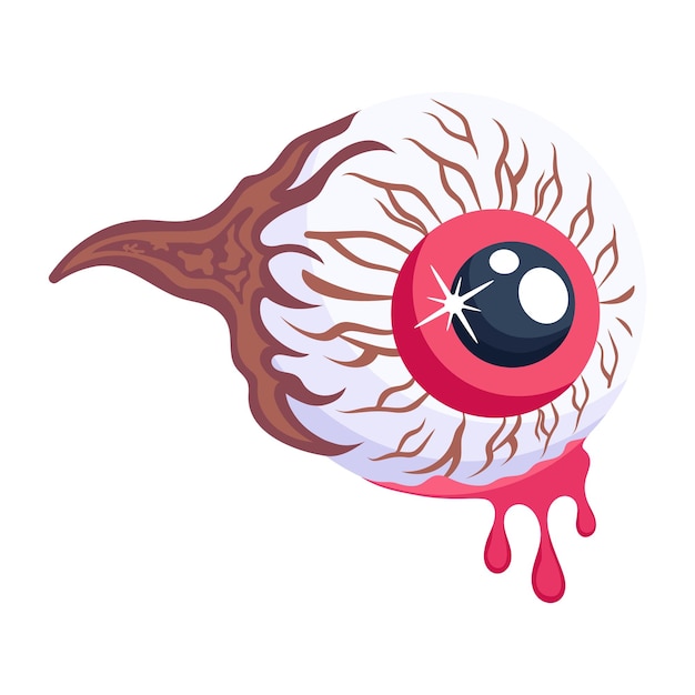 Vector a scary bleeding eyeball 2d icon