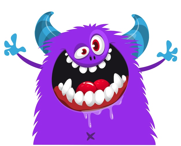 Scary cartoon monster zwaaiende handen Halloween vector illustratie Geweldig voor pakket of feest decoratie