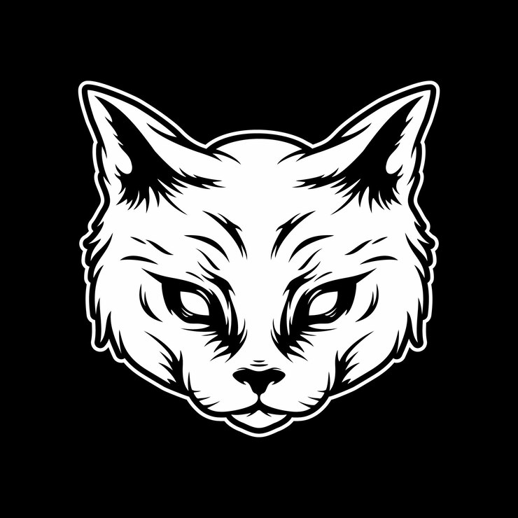 Вектор страшная иллюстрация головы кошки