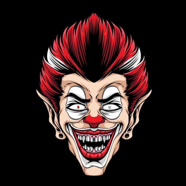 Vector scary clown head mascot