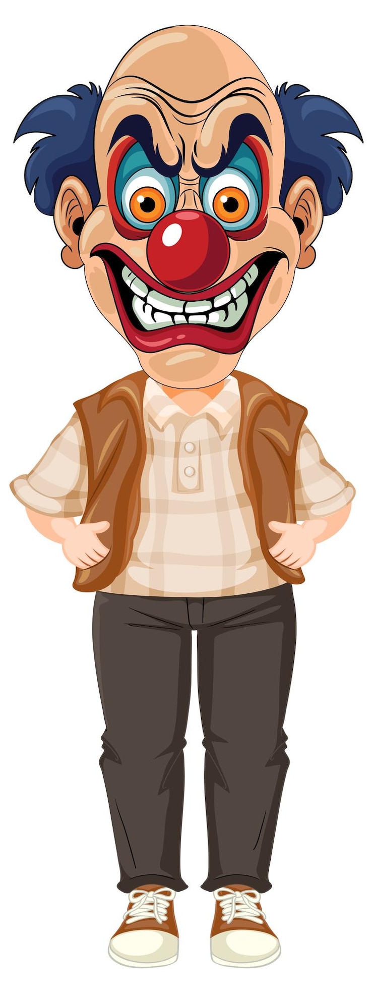 Vector scary clown with intense expression