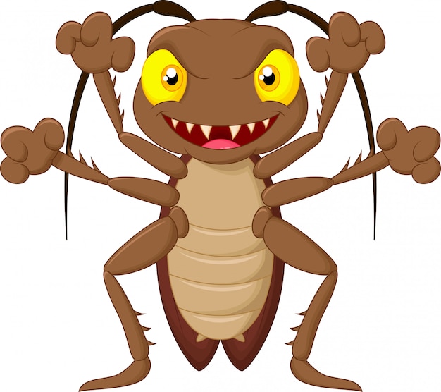 Vector scary cockroach cartoon