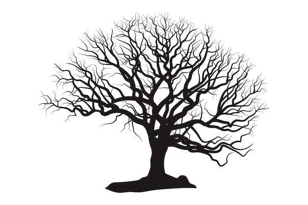 Vector scary dead tree silhouette image