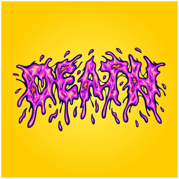 Vector scary death melted text hand lettering word illustrations