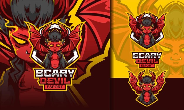 Vettore scary devil gaming mascotte esport logo design