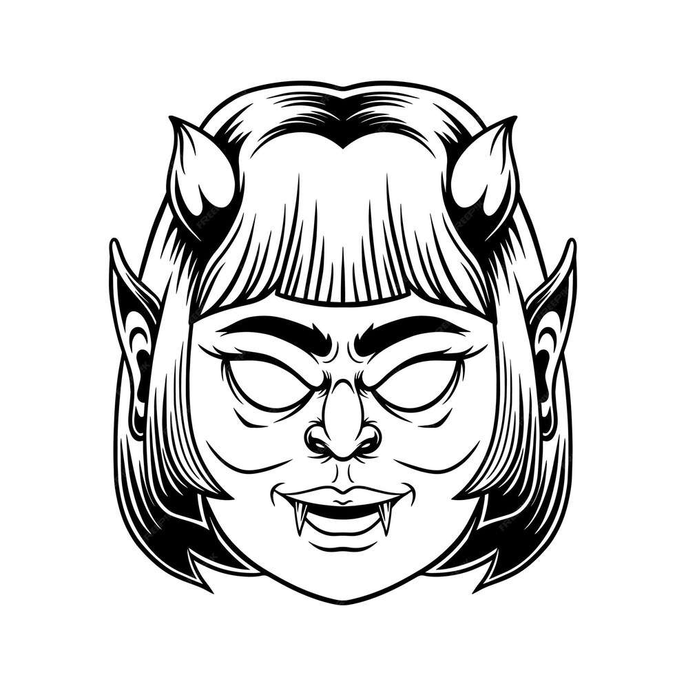 Premium Vector | Scary devil girl mascot illustration