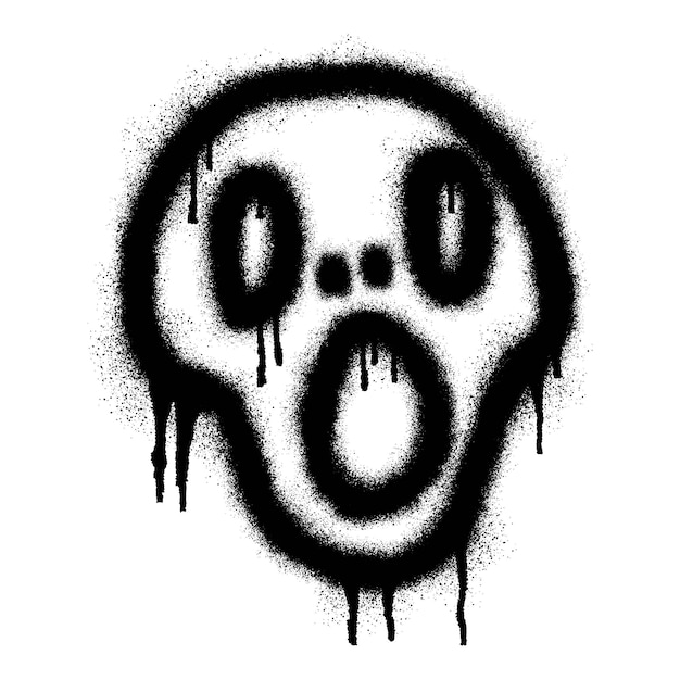 Vector scary emoticon graffit with black spray paint