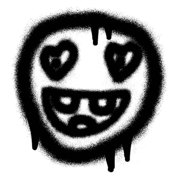 scary emoticon graffiti with black spray paint.