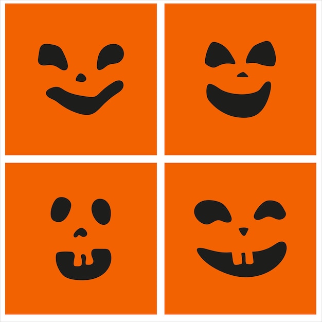 Scary face on an orange background for halloween pumpkin lantern halloween symbol happy halloween