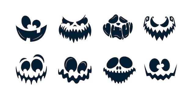 Vector scary faces of halloween pumpkin or ghost . vector collection.