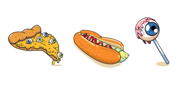 Scary fast food for halloween halloween food icon illustration of scary food scary food