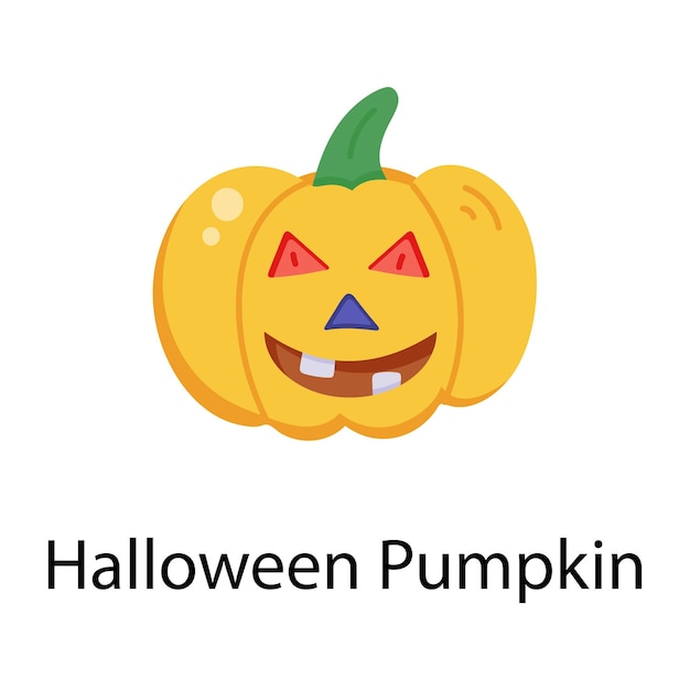 A scary flat icon of halloween pumpkin