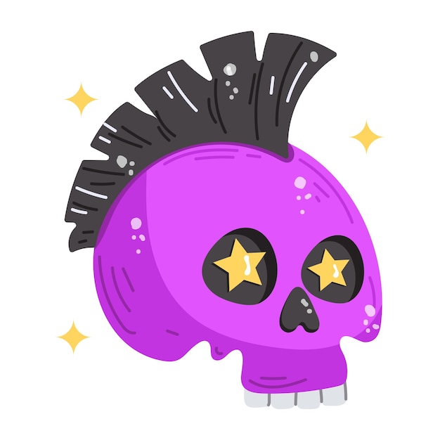 A scary flat sticker of skull