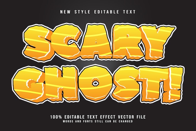 Vector scary ghost editable text effect emboss modern style